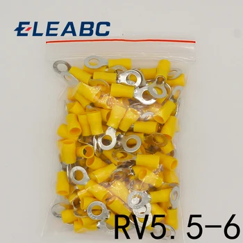 RV5.5-6 Jaune Bague isolé le câble de borne à Sertir Terminal en fonction de 4-6mm2 Fil de Câble de Connecteur de 100PCS/Pack RV5-6 RV