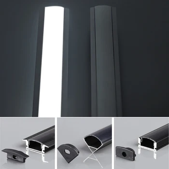 1-10Pcs/lot de 0,5 M de 20 Pouces en Aluminium Noir de Profil V/u/yw Diy Led Light Bar Canal le Couvercle du compartiment de Logement Diffuseur pour le Cabinet d'Escalier