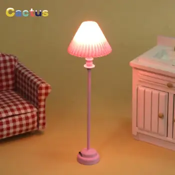 1:12 Dollhouse Miniature Rose LED Lampe lampadaire Lampe Lampe de Table Modèle de Décor à la Maison Jouet Maison de Poupée Accessoires