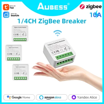 1/2/3/4 CH 10A/16A Tuya BRICOLAGE Zigbee Smart Switch 2-le Contrôle de la Lumière Relais de la Maison Intelligente Fonctionne Avec Alexa Google Alice