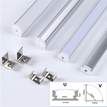 1-28pcs/Lot profil aluminio led d'Angle en Aluminium de Profil de Canal Titulaire pour la Bande de LED Light Bar du Cabinet de la Lampe de la Cuisine du Placard