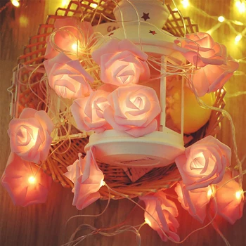 1.5/3m LED Fleur de la Rose Chaîne de Lumières de la Batterie Guirlande Artificielle Bouquet de Mousse Fée des Lumières Pour la saint-Valentin Décoration de Mariage
