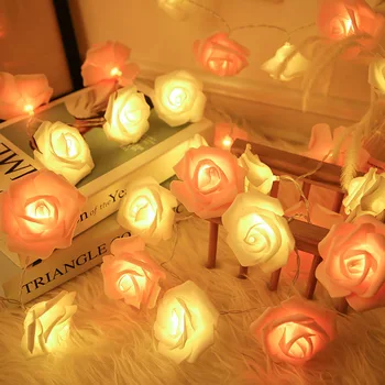 1,5 M 10 led Guirlande Pile AA LED Rose Lumières de Noël de Vacances de la Chaîne de Lumières de la Nouvelle Année de Mariage Décoration Fleur des Ampoules de Lampe de LED