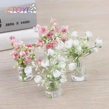 1 Pc 1:12 Dollhouse Miniature Fleur De Jasmin Vase Modèle Défini Des Accessoires Décoratifs