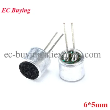 10/5pcs 6*5 mm MIC Capacitif Condensateur Électret Pick-Up de la Sensibilité 52dB 6050 6mmx5mm haut-Parleur Mic Avec des Épingles