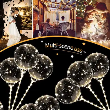10 Ensembles de LED Bobo Ballons Lumineux Clair de la Bulle Bulle avec des guirlandes lumineuses et des Bâtons pour Mariage Fête d'Anniversaire Décoration de Fournitures