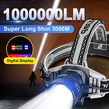 1000000LM Plus Puissant Projecteur 800W LED Rechargeable Usb de la Tête de lampe-Torche Lumineuse superbe Long Shot Zoom Phare feu pour la Pêche