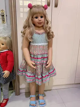 100CM Dur de Vinyle Enfant Princesse Blonde Fille Poupée Jouets Comme de Vrais 3 ans, la Taille de l'Enfant, des Vêtements de Photo Modèle de Robe de Poupée