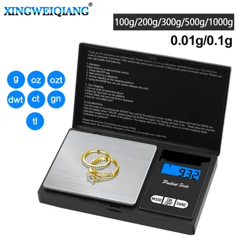 100g 200g 300g 500g 1kg 0,01 g 0,1 g mini balance électronique de poche numérique à l'échelle de l'or bijoux en argent sterling échelle