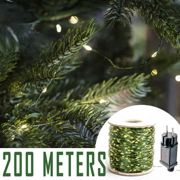 100M de la Chaîne de LED s'allume en Vert Fil de Fée des Lumières blanc chaud Guirlande pour l'Extérieur de la Maison de Noël la Fête de Mariage Décoration de Jardin