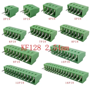 100Pcs KF-128 2,54 mm 2P/3P/4P/5P/6P/7P/8P/9P/10P/12P/16P Mini PCB bornier débrochable à Vis Connecteur pour Fils KF128-2.54