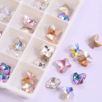100pcs/pack 5mm papillon Coeur d'Amour Rose AB couleurs de Cristal 3D Diamant Décoration en Pierre de Scintillement de Bijoux et d'Accessoires de Manucure