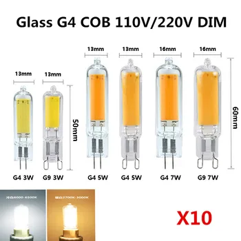 10PCS/Lot 110V/220V Dimmable Verre Mini G4 G9 LED COB de la Lumière 3W 5W Ampoule de Maïs de Remplacer 30W 50W Traditionnelle Lampe Lustre Spotlight