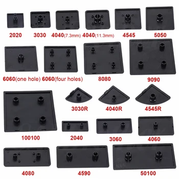 10PCS Noir en Nylon de Profil en Aluminium Capuchon d'Extrémité de la Plaque de Couverture pour 2020/2040/3030/4040/4080/4545/5050/6060/100100 de l'UE d'Extrusion d'Aluminium