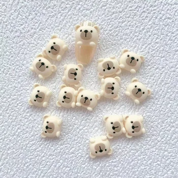 10pcs Ours Blanc en Résine Nail Art Charme 3D dessin animé Japonais Ours Mignon Chat Lapin Décoration des Ongles DIY Kawaii Manucure Accessoires