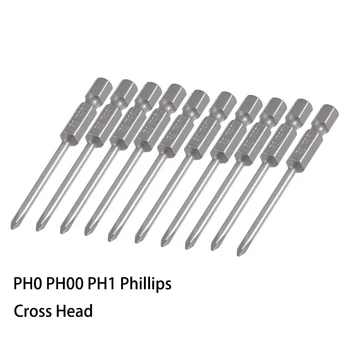 10pcs PH0 PH00 Phillips PH1 Magnétique embouts de Tournevis 1.6mm2mm 3mm de la Croix-Tête Hexagonal 1/4