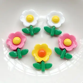 10pieces kawaii belles couleurs de printemps du soleil de fleur de résine décorative dos plat BRICOLAGE en épingle à cheveux accessoires de décoration