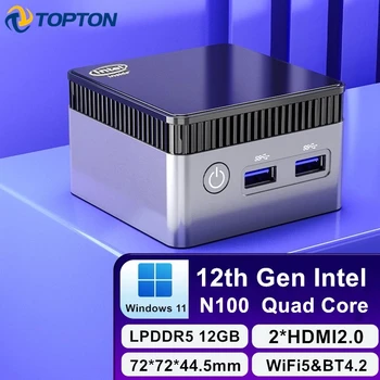 12 Gen de Poche Mini PC Aulne Lac N100 Quad Core 12 GO DDR5 4800MHz Max 2T SSD Windows 11 Ordinateur de Jeu 2x4K HTPC WiFi5 BT4.2
