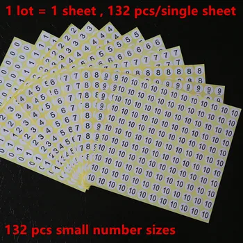 130pcs/lot , 0 1 2 3 4 5 6 7 8 9 10 12 14 16 18---58 60 Adhésif de la couleur de l'autocollant du numéro de la taille de l'étiquette de vêtements thermiques de caisse en papier