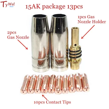 15AK, une Torche de Soudage Consommables de 0,6 mm 0,8 mm 0,9 mm 1,0 mm 1,2 mm MIG Torche de Gaz Buse de Titulaire de MIG MAG Soudeur