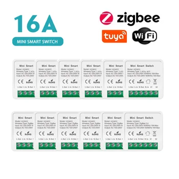 16A Tuya Wifi /Zigbee 3.0 Mini Smart BRICOLAGE Commutateur 2 voies de Contrôle Intelligent de la Maison Relais de l'Automatisation Disjoncteur Travaille Avec Alexa Accueil Google