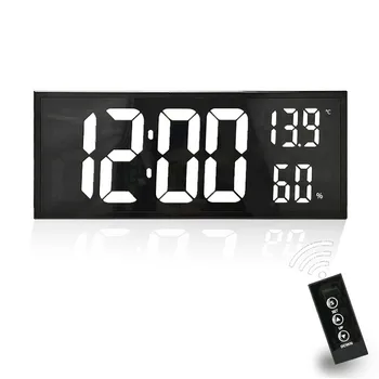 16Inch Numérique Horloge Murale avec Télécommande de Contrôle de Température et d'Humidité de la Nuit en Mode Tableau Horloge 12/24H Électronique pour montage Mural Horloge à LED