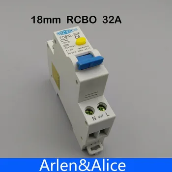 18MM RCBO 32A 1P+N 6KA disjoncteur à courant différentiel automatique disjoncteur de courant et protection contre les Fuites