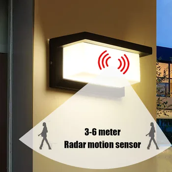 18W LED Lampe de Mur Imperméable à l'eau IP66 Porche Fixtur Moderne Radar Détecteur de Mouvement dans le Jardin de plein air de Lumière à l'Intérieur AC90~260V SS002
