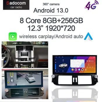 1920*720 IPS Carplay 8G+128G Android 13.0 Lecteur DVD de Voiture de DSP GPS WIFI multimedia Radio Pour Toyota LAND CRUISER PRADO 2009-2013