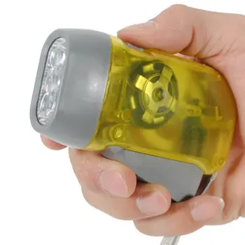 1PC 3 LED à la Main en Appuyant sur la liquidation de la Lampe de poche lampe Torche Dynamo à Manivelle de la Puissance de la Main de Presse de Manivelle de Camping à la Lumière de la Lampe pour l'Extérieur de la Maison