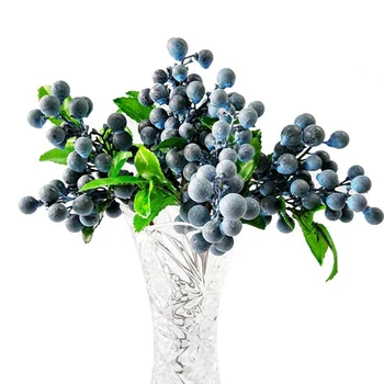 1pc Artificielle Blueberry Direction de Fausses Fleurs des Fruits de Simulation de Berry Nouvel An Fête de Noël Décorations de Mariage