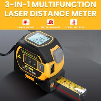 1pc Laser Ruban à Mesurer 3 En 1 Numérique de Bande de Mesure de Haute Précision, d'un Télémètre Laser Mesure de Bande en Acier