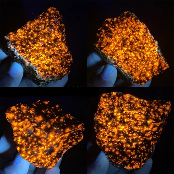 1pc Naturel Flamme de Feu Pierre Minérale Aromatiques Pierre de Syénite UV Fluorescent Sodalite Minéral Cristal brut d'Artisanat Ornements