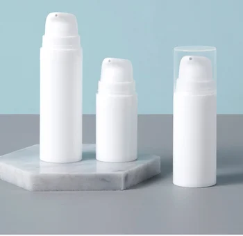 1pcs 15 ml 10 ml 5 ml Blanc PP Petit Matériel Flacon-Pompe Airless de Plastique Lotion Pot Airless de Soins de la Peau Contenant de Crème