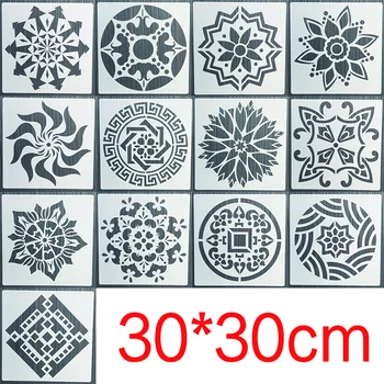 1Pcs 30*30Cm Simple Mandala de BRICOLAGE Superposition de Pochoirs, Peinture de Mur de Meubles Album de Coloriage de Gaufrage Album Décoratif Modèle