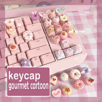 1pcs Stéréo Touches Rose Mignon Keycap Personnalisée à la Décoration de Gâteau Joli dessin animé Belle Fille d'Anime en Cristal Transparent de Bricolage Keycap