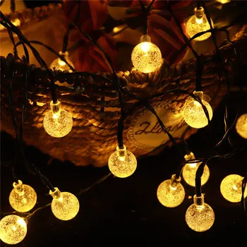 2/5/10/12M Bubble Boules LED Fée Chaîne de Lumières de la Batterie/Solaire de Puissance de Mariage Décorations d'Arbre de Noël pour l'Extérieur de la Salle de Guirlandes