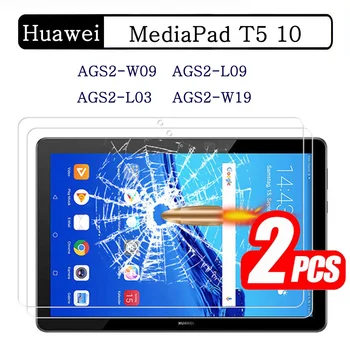 (2 Paquets) en Verre Trempé Pour Huawei MediaPad T5 10.1 2018 AGS2-W09 AGS2-L09 AGS2-L03 AGS2-W19 Protecteur d'Écran de Tablette Film