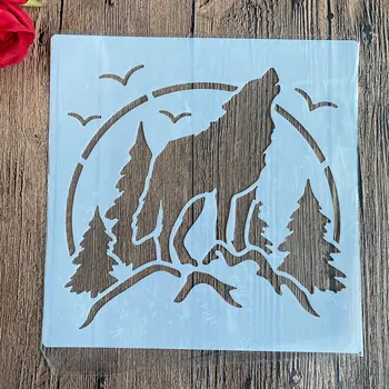 20 *20 cm Wolf BRICOLAGE mandala moule pour la peinture pochoirs estampillé album photo en relief de la carte de papier sur le bois, le tissu, mur