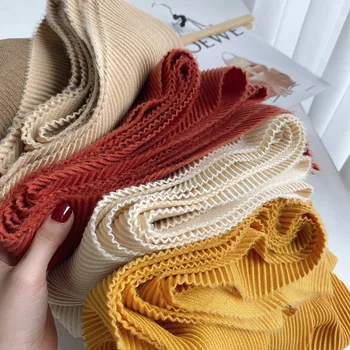 2022 de marque de Concepteur de femmes foulard de luxe de couleur solide de couleur unique de coton et de lin plissé écharpe châle plissé au chaud écharpe
