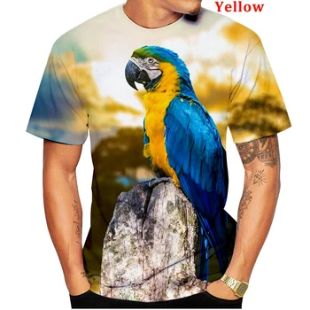 2022 Mode d'Origine des Hommes et des Femmes T-Shirt 3D Parrot Brid Animal Motifs d'Impression T-Shirt