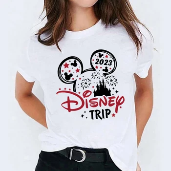 2023 Disney Voyage Vêtements Pour Femmes Belle Impression Amérique Disneyland T-shirt Femme Mickey Mouse Style de hauts Tertres de la Livraison Gratuite