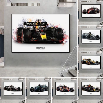 2023 Formule Hamilton W14 Aquarelle Affiche Verstappen Courses de la Peinture sur Toile Leclerc SF-23 Voiture de Sport Mur de la Salle de l'Art déco
