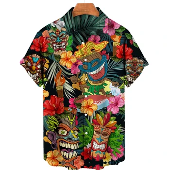 2023 Hommes Chemise Hawaïenne 3d du Crâne de l'Impression de Chemises Pour Hommes Fashion Chemise Hommes Femmes Tee Respirant l'Été Maya Manches Courtes
