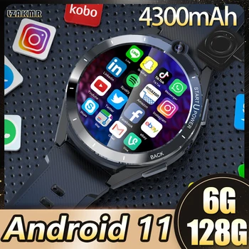 2023 NOUVEAU 4300mAh Grosse Batterie 6G de RAM 128G Android 11 Z40 Net 4G Double Système de Puce Smart Watch GPS WiFi d'Appareil photo 8 mégapixels Hommes Smartwatch