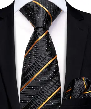 2023 Nouvel Or Noir à Rayures en Soie Elegent Cravate Pour Enfant de 120CM de longueur 6CM de Large Design de Luxe Enfants Cravate Handky Mode Hi-Cravate
