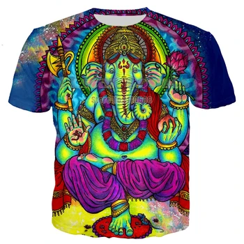 2023 T-shirt pour les hommes et les femmes, la couleur Trippy 3D chemise imprimée, mode estivale, psychédéliques éléphants T-shirt, hip-hop impression