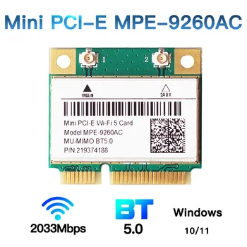 2030Mbps Mini-Carte PCIE 9260AC 9260HMW 2,4 G/5GHz BT 5.0 Wifi Carte WiFi Dual Band 2,4 G/5Ghz 802.11 ac pour ordinateur Portable Deskktop Windows10/11