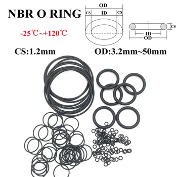 20pcs NBR Joint Torique CS 1.2 mm OD 5mm ~ 48 mm de Voiture Robinet Caoutchouc Nitrile Ronde O Type de Corrosion, Résistant à l'Huile Rondelle d'Étanchéité Noir