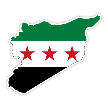 21924# Drapeau Carte de la Syrie Autocollant de Voiture Imperméable en Vinyle Autocollant Voiture Accessoires de Décor Pegatinas Para Coche